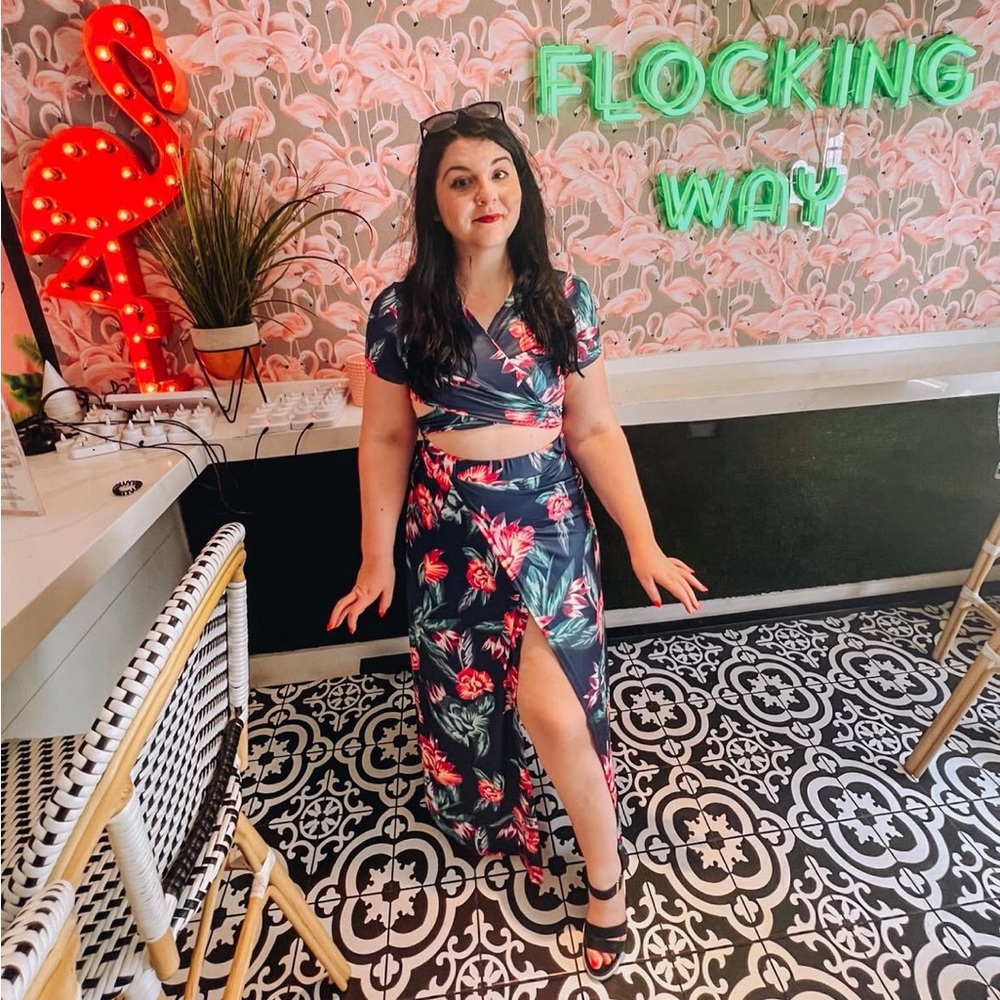 <Amazon> Floral Wrap Dress with Slit